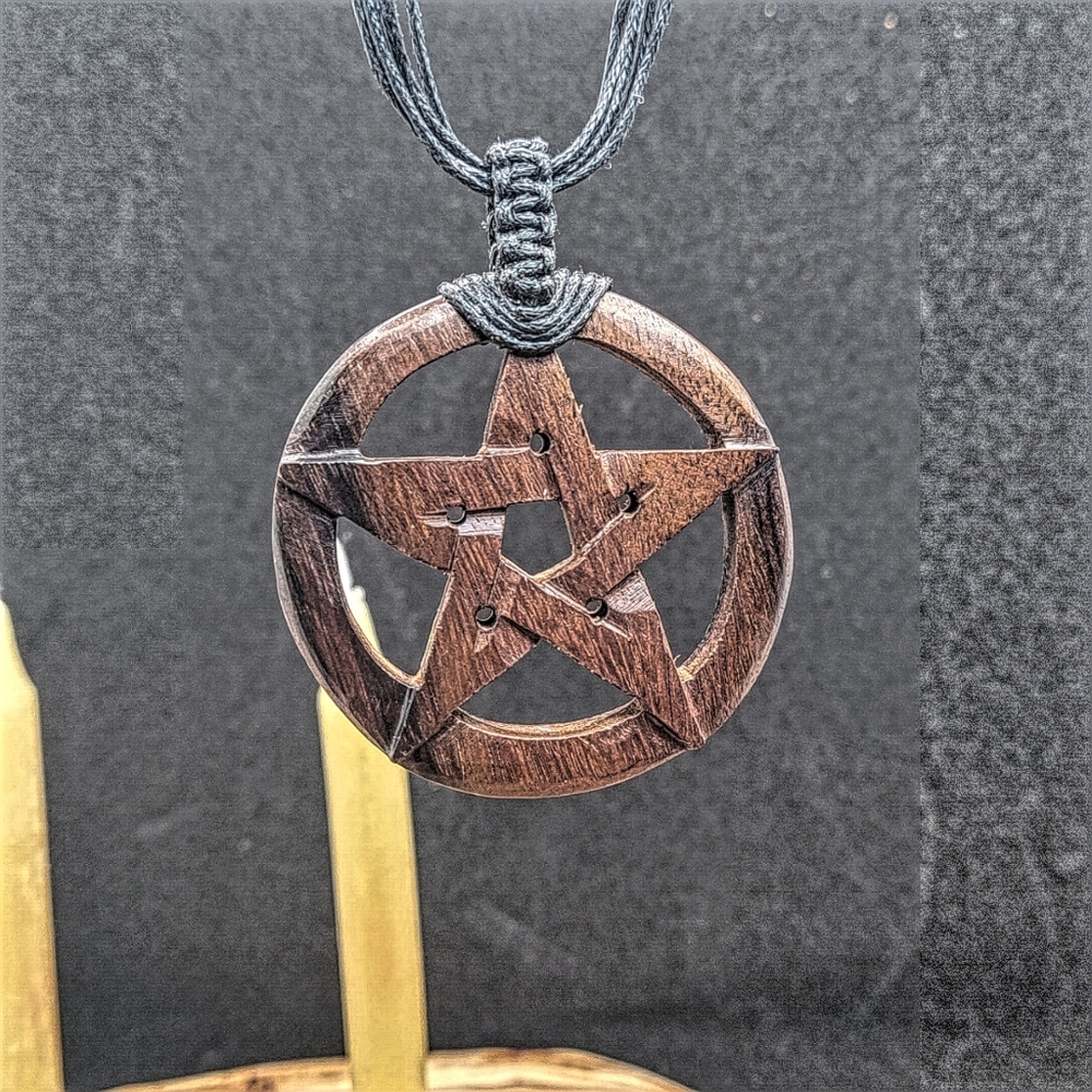 Wooden Pentacle Necklace